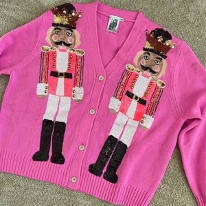 Queen of Sparkles Nutcracker pink cardigan sweater